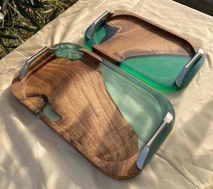 High Demand Product Custom Made 100% Wood And Resin <b>Tray</b> for Dining Room Table Home Decor With Customized Size Shape And Color - Product Image 4