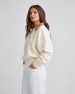 Sweat-shirt brodé demi-zip pour femme Silk Road, col rabattu, motif uni, style décontracté, idéal pour l'été, anti-boulochage - Product Image 2