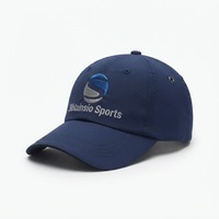 Casquette de baseball de haute qualité, couleur unie, 5 panneaux, réglable, respirante, bleu marine, découpée au laser