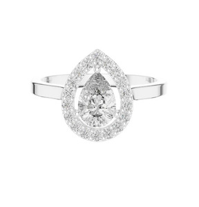 แหวนเพชรทรงลูกแพร์ ดีไซน์คลาสสิค ทองคำแท้ 18K เพชรเพาะเลี้ยง ความใสระดับ ICI รับรองโดย ICI สำหรับผู้หญิง สวมใส่ในโอกาสหมั้น - Product Image 4