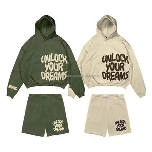 Wholesales Hooded Sweat Jacket and Jogger <b>Shorts</b> Two Pieces Designer <b>Tracksuits</b> for <b>Men</b> Custom Logos Sports Suits - Product Image 1