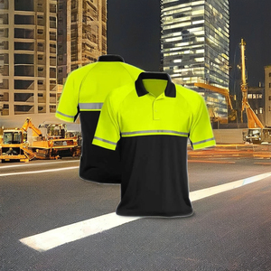 Camiseta Polo de Trabajo Unisex de Manga Corta de Poliéster Fluorescente de Alta Visibilidad con Cinta Reflectante para Construcción, Ropa de Trabajo Birlag Sports - Product Image 3