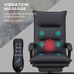 Sedia da Ufficio Riscaldata Grigia con 6 Punti di Vibrazione, Braccioli e Poggiapiedi Confortevoli, Base in Legno e Nylon per Massaggio e Relax - Product Image 4
