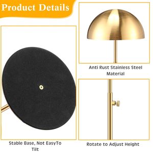 Stainless Steel Hat Holder Wig Stand Anti-Rust Metal Head Stand Non-Slip Stable Hat Rack for Multiple Hats Wig Styling - Product Image 5
