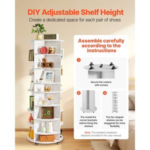 Scarpiera Girevole a 7 Livelli con Ripiani Regolabili, Espositore Girevole a 360 Gradi su Ruote per Lazy Susan - Product Image 6