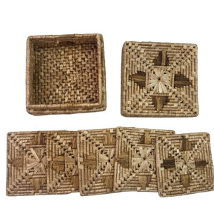 Sous-verres en rotin rose tressé faits à la main, garnis de coquillages de cauris naturels, disponibles à prix de gros. - Product Image 4