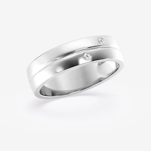 White Gold Flush <b>Set</b> Lab Grown Diamond <b>Men</b>’s Wedding Band <b>Ring</b> - Product Image 2