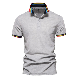 Chemise décontractée noire slim fit pour homme en polyester tricoté, à manches courtes, avec bordure contrastante et boutonnage, idéale pour le golf, personnalisable sur le devant - Product Image 5