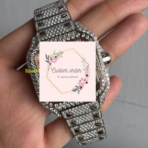 Reloj de Lujo con Diamantes Moissanite y Esfera Árabe Real para Hombre, Diseño Exclusivo Cuadrado de Acero Inoxidable, Reloj Mecánico con Incrustaciones de Diamantes - Product Image 3