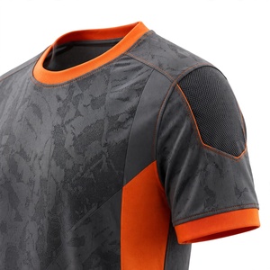 Maillot de football à manches courtes respirant et ajusté pour homme - Gris anthracite et orange, en maille tricotée - Product Image 6