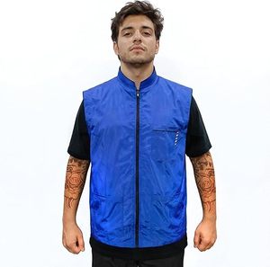 Chaleco de Barbero Negro con Cierre para Hombre, con Bolsillos Delanteros y Logotipo en la Manga, Ropa Exterior Informal para Peinado y Estilismo - Product Image 3