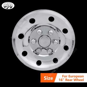 Enjoliveurs de roue arrière de 16 pouces Snap-On pour les camions et les autobus américains Finition en acier inoxydable - Product Image 4