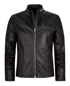 Blousons de moto en similicuir PU, personnalisés, automne-hiver, nouveau modèle, col montant, coupe classique, effet délavé, respirants pour hommes - Product Image 4