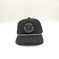 Gorra de béisbol Hackers Invitational 2025 negra de malla ajustada con estampado de goma en relieve unisex para golf, casual, primavera y verano