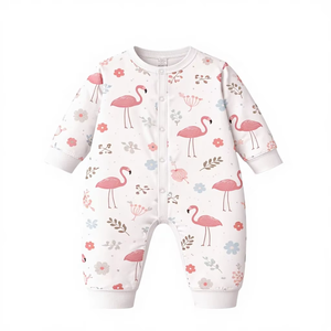 Romper de Bebé con Botones a Presión, 95% Bambú, 5% Elastano, Manga Larga, Suave, Transpirable, de Secado Rápido, Estampado, Unisex - Product Image 1