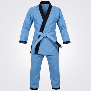 Uniformes de Artes Marciales Bordados Personalizados con Nombre, Logotipo del Dojo, Cinturón y Franjas de Rango Disponibles - Product Image 1