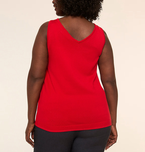 Débardeurs tricotés pour femmes grandes tailles, tendance, personnalisables, très demandés, respirants, couleur unie, col en V, 100% coton, pour le fitness et l'entraînement - Product Image 6