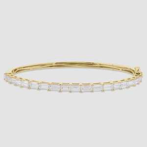 Diamond Bangle <b>Bracelets</b> 4Ctw East West Emerald Lab Grown 14k 18k <b>Solid</b> Gold Oval Hinged Cuff Luxury Classic Style Everyday Wear - Product Image 1