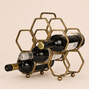 Modern Rustic 6-Bottle Countertop <b>Wine</b> Rack Metal and Wood Tabletop Bottle Holder Freestanding <b>Wine</b> Display for Home Bar - Product Image 3