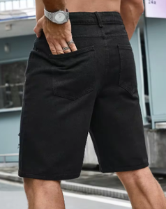 Shorts en jean stretch pour homme, style streetwear, déchirés, longueur genou, baggy, confortables, cargo, décontractés - Product Image 5