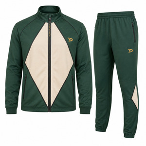 Ensemble de survêtement de baseball vert forêt avec veste zippée intégrale et pantalon de sport fuselé, uniforme d'entraînement d'équipe - Product Image 1