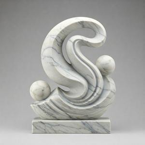 Escultura Moderna de Mármol Blanco Tallada a Mano con Acabado Pulido, Forma Orgánica Fluida, Arte en Piedra Natural - Product Image 3