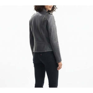 Veste en cuir noire à manches longues pour femme Leathertex LMB avec détection par aiguille pour - Product Image 1