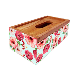 Caja de pañuelos de madera con estampado de esmalte azul de lujo para uso en el hogar, la oficina o el coche, y como regalo, a un precio asequible. - Product Image 5