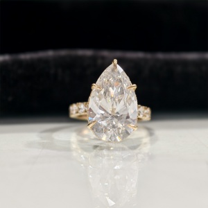 Anillo de Compromiso Clásico con Diamante Cultivado en Laboratorio de 10 Quilates, Corte Pera, Oro de 14K, con Certificado IGI, para Aniversario o Boda - Product Image 6