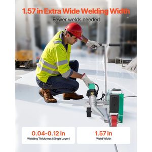 Soldadora de Aire Caliente para Techos de Alta Potencia 4200W 220V, Máquina de Soldadura de Plástico PVC TPO CPE, Ancho de Soldadura de 1.57'', Grosor de 0.04-0.12'', 6'' de Longitud - Product Image 4
