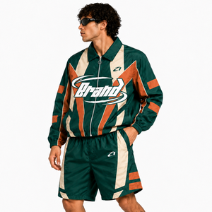 Conjunto Deportivo de Marca en Verde, Naranja y Beige, Diseño Simple, Manga Larga, Cierre con Cordón, Casual, Ligero, 100% Nailon, Corte Regular, Detalles Laterales - Product Image 6