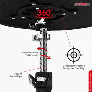 Sgabello per Batteria in Alluminio Imbottito, Girevole Ergonomico Regolabile da 4 Pollici, Nero - Product Image 5