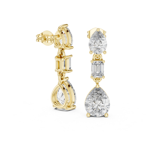 Pendientes de Oro Blanco de 14K con Diamantes Cultivados en Laboratorio en Forma de Pera y Esmeralda para Mujer |   Ropa de Oficina |   Diamante Cultivado Nuevo - Product Image 2