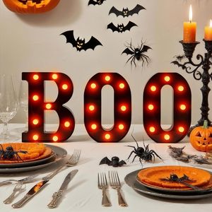 Ensemble de lettres lumineuses LED pour Halloween, 3 pièces, lettres alphabétiques noires avec éclat orange pour décorations d'Halloween, de Noël et d'anniversaire - Product Image 2