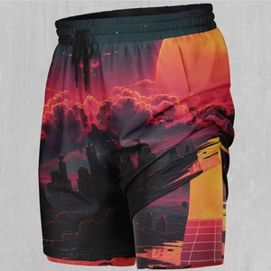Shorts de Baño para Hombre de Secado Rápido y Transpirables, con Cintura Elástica, Diseño de Paisaje Urbano, Estilo Casual - Product Image 2