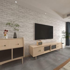 Papel Adhesivo Decorativo 3D Imitación Ladrillo, 120 Pulgadas de Largo x 18 Pulgadas de Ancho, Color Blanco Grisáceo, para Decoración de Paredes - Product Image 3