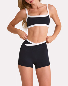 Conjuntos Deportivos de Dos Piezas para Mujer, Ropa de Gimnasio y Yoga, Top Deportivo Sin Costuras con Espalda Cruzada y Pantalones Cortos Tipo Ciclista, Personalización OEM - Product Image 2