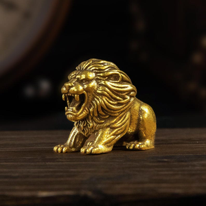 Elegant Brass <b>Lion</b> Figurine Majestic Roaring <b>Lion</b> Sculpture Luxury Animal <b>Statue</b> Tabletop Home Office Decor - Product Image 1
