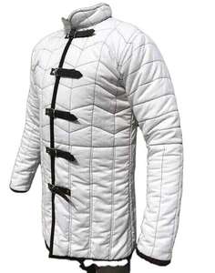 Gambesón Medieval Hecho a Mano, Abrigo Largo de Manga Larga, Chaqueta Acolchada de Algodón Blanco, Armadura de Caballero para Recreación Histórica - Product Image 4