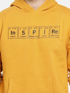 Sweat-shirt à capuche jaune pour homme, coupe classique, décontracté, en coton tricoté, avec poche avant et imprimé lettres - Product Image 6