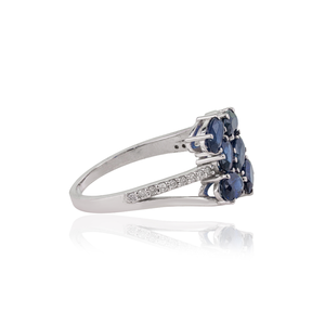 Anillo de Boda de Oro Blanco Sólido de 14K con Zafiro Azul Real y Diamantes, Diseño Moderno, Precio de Fábrica al por Mayor, Proveedor de Joyería - Product Image 5