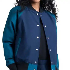 Chaqueta universitaria bomber lisa al por mayor para hombre, con logo personalizado, mangas de PU, chaqueta varsity de lana de moda para hombre - Product Image 2