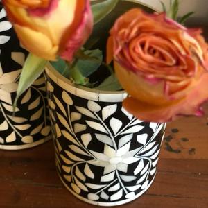 Jardinière en métal avec incrustation de os, faite à la main, de forme ronde, style minimaliste, pour la décoration de la maison, produit de luxe, exportations en gros - Product Image 1