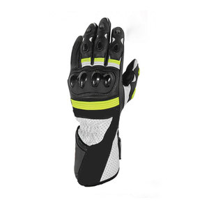 Gants de course en cuir à doigts entiers, design respirant avec empiècements en mesh, fermeture auto-agrippante, unisexe, pour usage extérieur - Product Image 2
