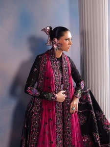 Elegant Pink Black Chiffon Lehenga Choli Embroidery <b>Floor</b> Traditional Wedding Party Dress Women India Pakistan Ready Stitched - Product Image 5