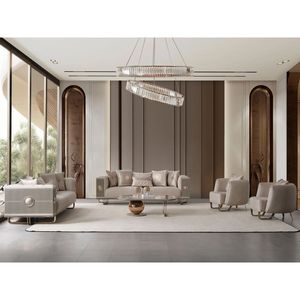 Luxury Solid Teak Wood <b>Sofa</b> Set Modern Glam Cream Velvet 3 2 1 1 Seater <b>Gold</b> Frame <b>Sofa</b> Coffee Table Villa Living Room Furniture - Product Image 1