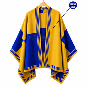 เสื้อคลุมสีเหลืองน้ำเงินแบบมีแขนทรงปีกค้างคาว  สำหรับพี่น้องสมาคมนักเรียนหญิงคอช อินเตอร์เนชั่นแนล  ผ้าโพลีเอสเตอร์ 100%  ชุดยาวสำหรับงานพิธีการ  สำหรับผู้หญิง - Product Image 1