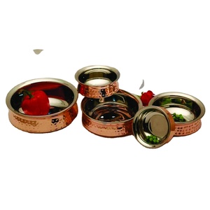 จานทำจากสเตนเลสชุดจานแบบใช้ค้อนทุบเคลือบทองแดง5ชิ้น - Product Image 1