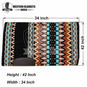Couverture Western classique confortable pour selle de cheval, 42x34 pouces, doublure en laine polaire de Nouvelle-Zélande - Product Image 4