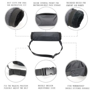 Gants chauffants noirs pour le football, légers, durables, pliables, portables, avec poche zippée, sangle réglable pour l'entraînement - Product Image 2